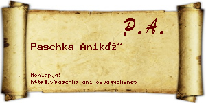 Paschka Anikó névjegykártya