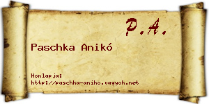 Paschka Anikó névjegykártya